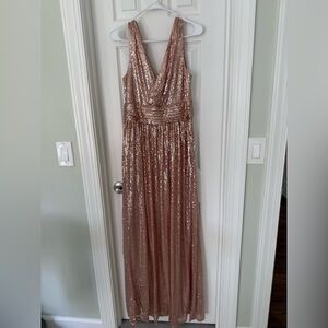 Elegant Sequin Maxi Dress in Rose Gold